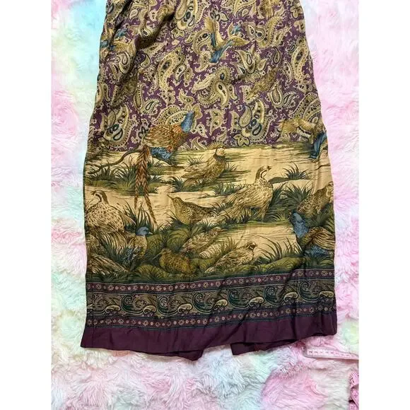 Vintage Alexander Campbell Rayon Paisley Bird Skirt 8 - Picture 6 of 10